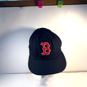 VINTAGE MLB 90s BOSTON RED SOX New Era Youth Fitted 6 3/8 Black Hat 59 Fifty